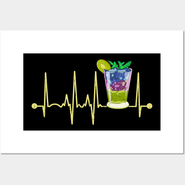 Funny Cocktail Glass Heartbeat Happy Cocktail Hour Wall Art by Proficient Tees